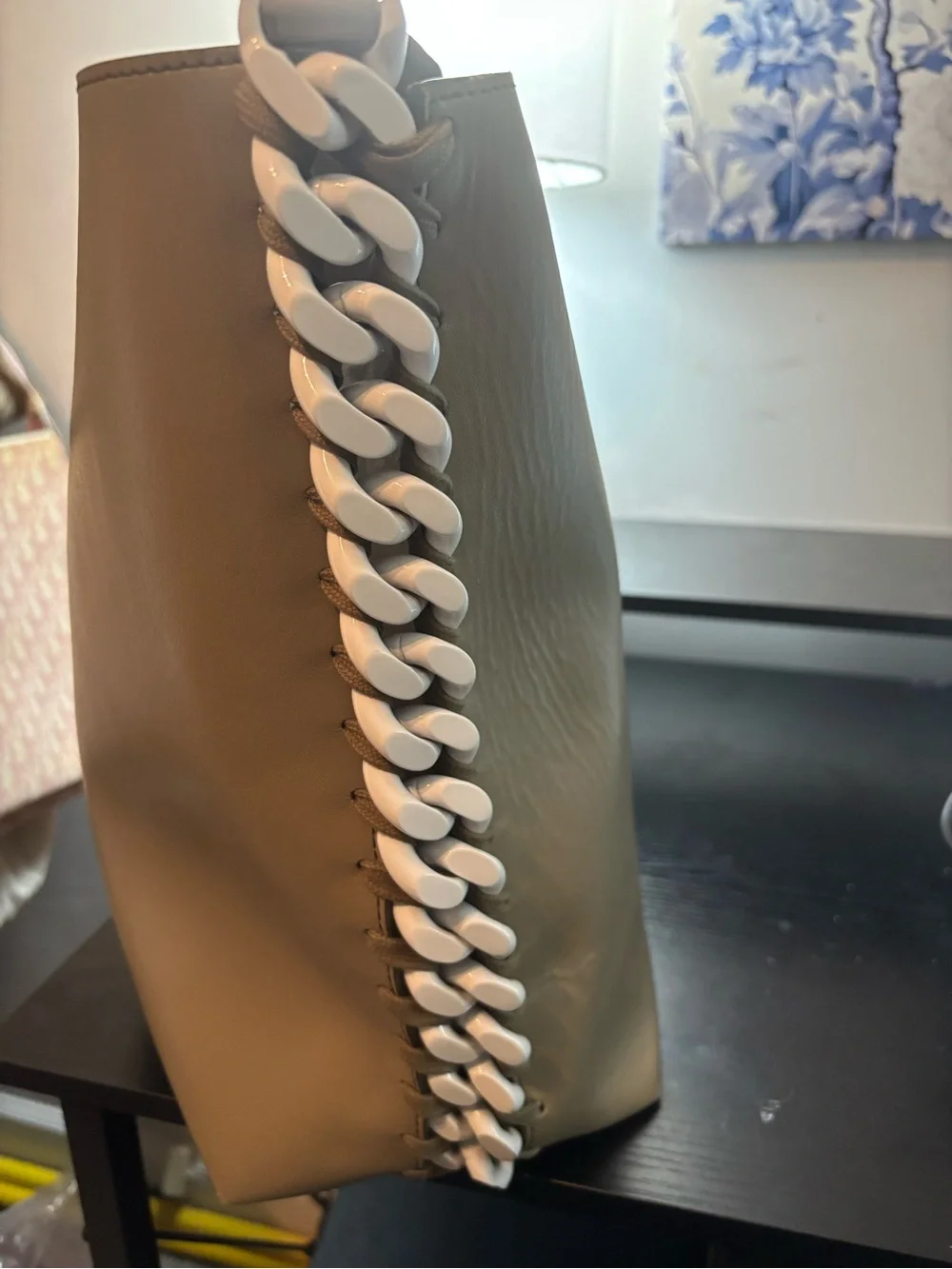 Authentic Stella McCartney Frayme Laced Tote Bag Beige - VGUC